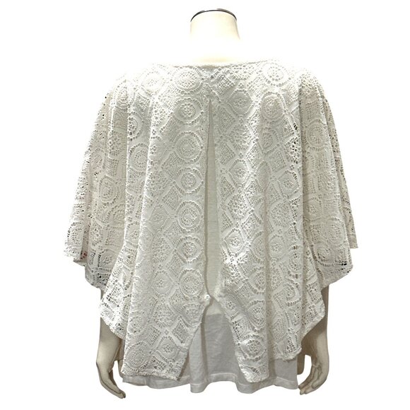 Ivy Ridge White Crochet Lace Blouse With Open Back Flutter Sleeves Boho Style LG - Picture 4 of 10
